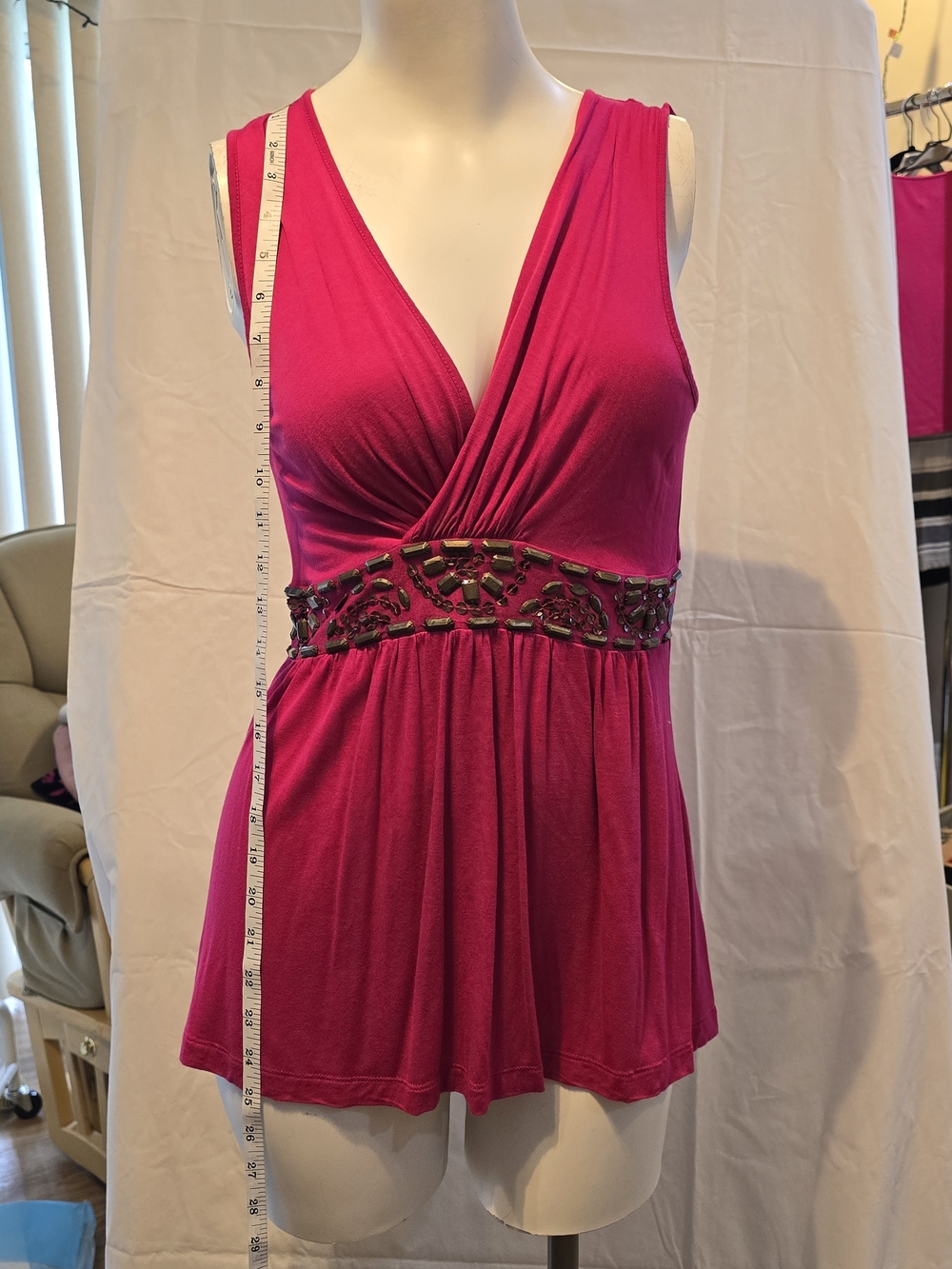 cable & gauge Embellished Pink Tank Top